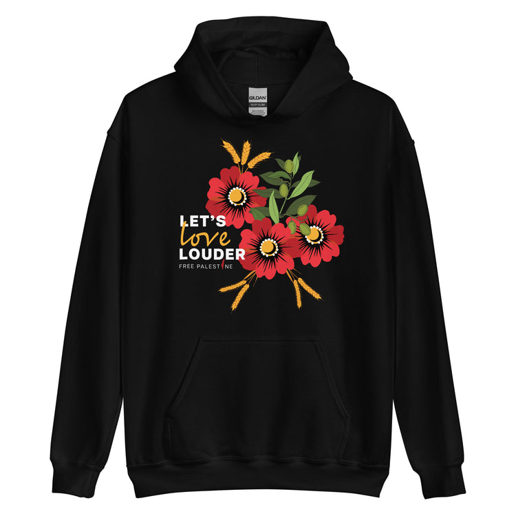 Let's Love Louder - Style 1 - White Ink - Unisex Hoodie