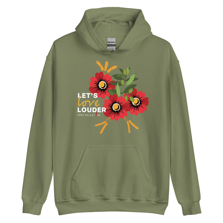 Let's Love Louder - Style 1 - White Ink - Unisex Hoodie